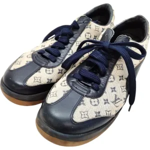 024243AT (S3) Louis Vuitton Shoe Sneakers Women Navy Blue Monogram