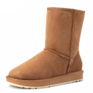 Basic Winter Snow Boots for Women Sheepskin Suede Leather