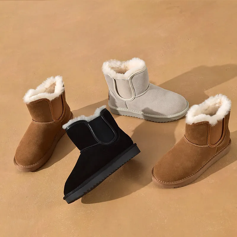 BeauToday Suede Leather Warm Snow Boots for Women