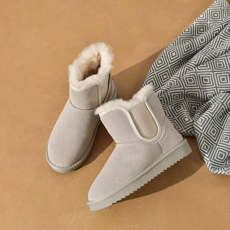 BeauToday Suede Leather Warm Snow Boots for Women