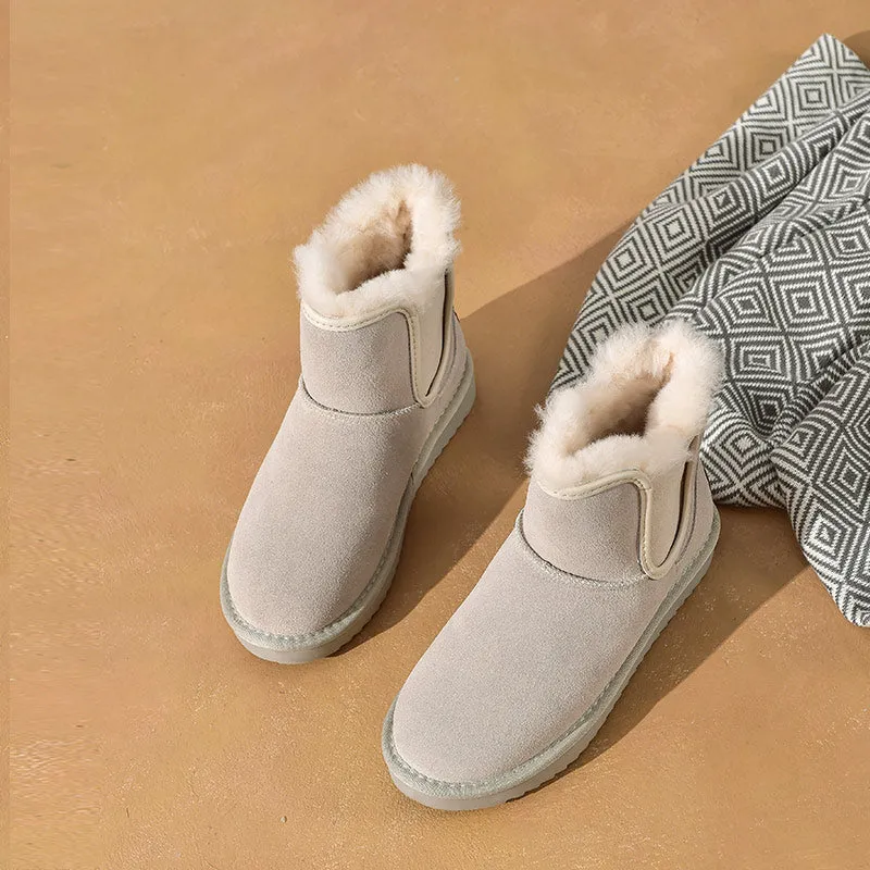 BeauToday Suede Leather Warm Snow Boots for Women