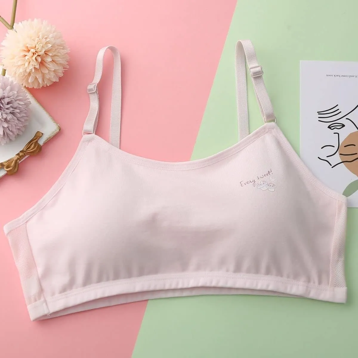 Big Girls Bra Comfort Flex Fit Seamless for Girl Teens with Adjustable Straps, Pull-on Design