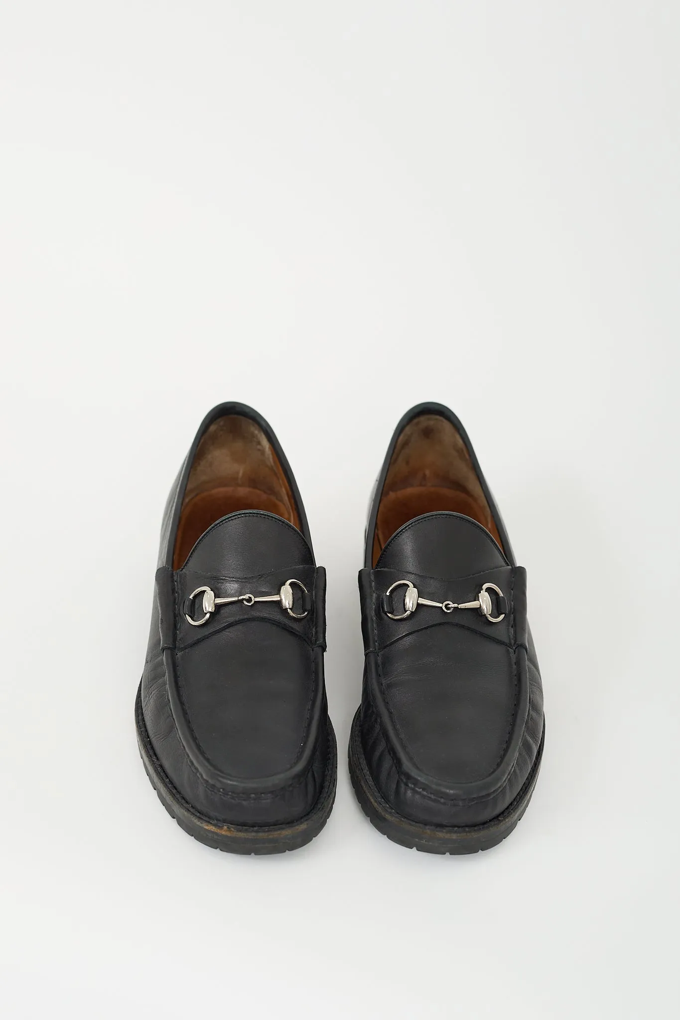 Black Leather Hardware Loafer