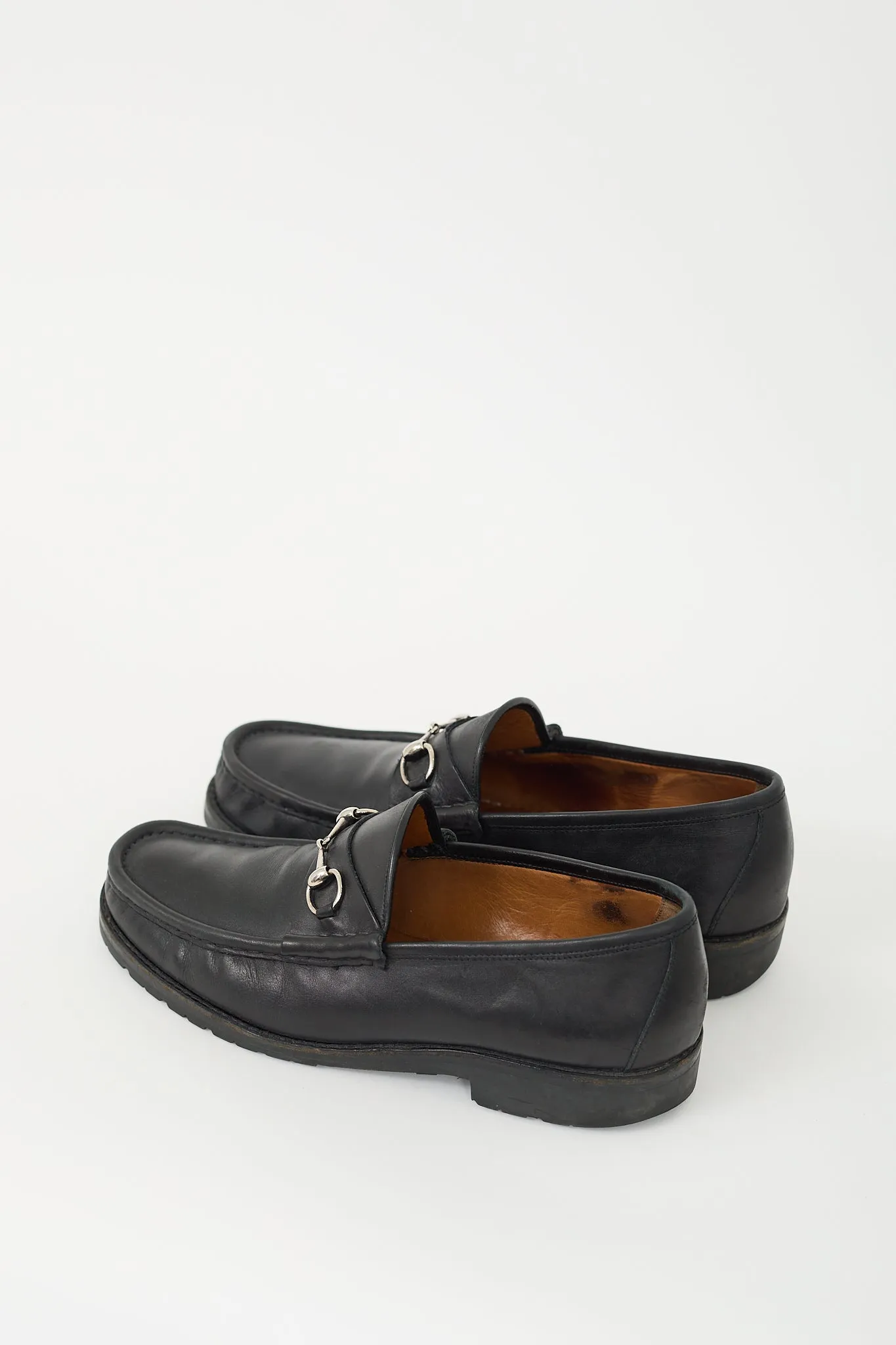Black Leather Hardware Loafer