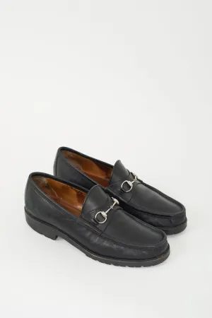 Black Leather Hardware Loafer