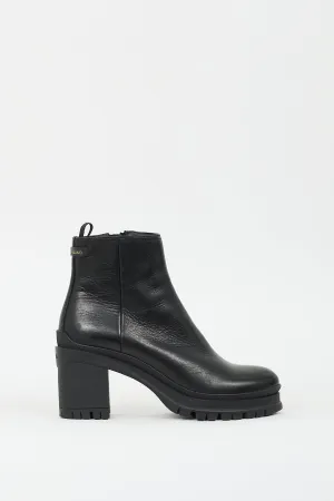 Black Leather Lug Sole Boot