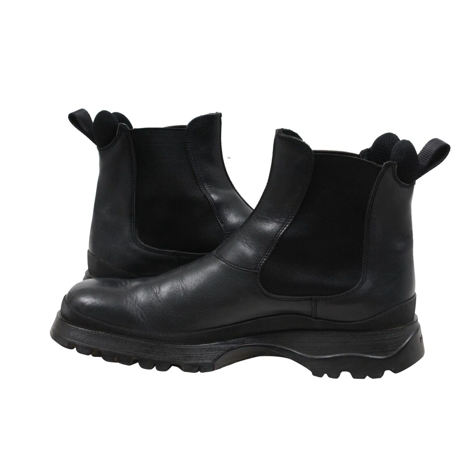 Brixxen Chelsea Boots Black Leather Hiking Lug Sole