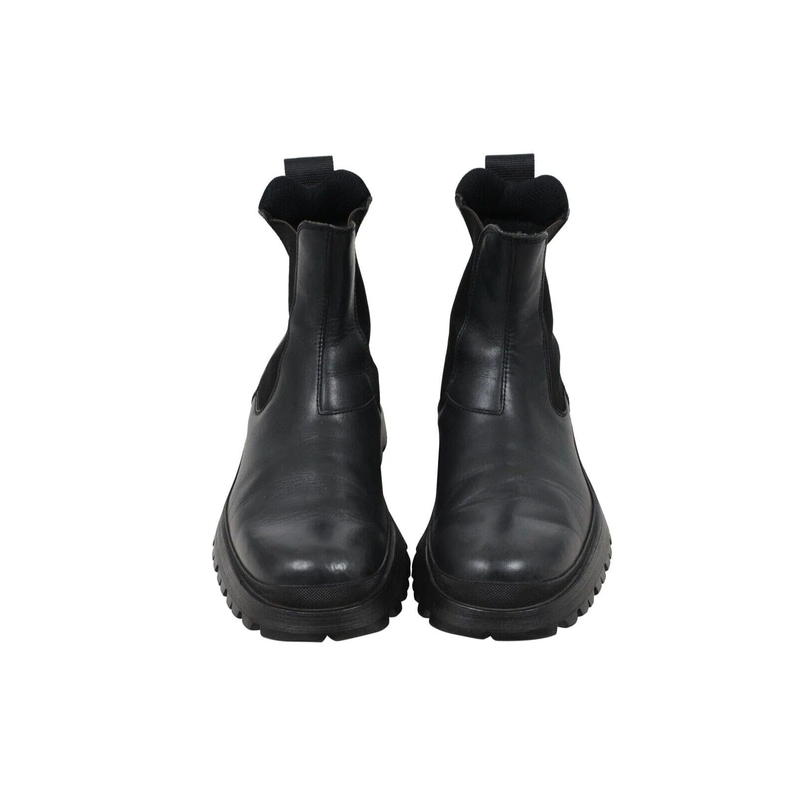 Brixxen Chelsea Boots Black Leather Hiking Lug Sole