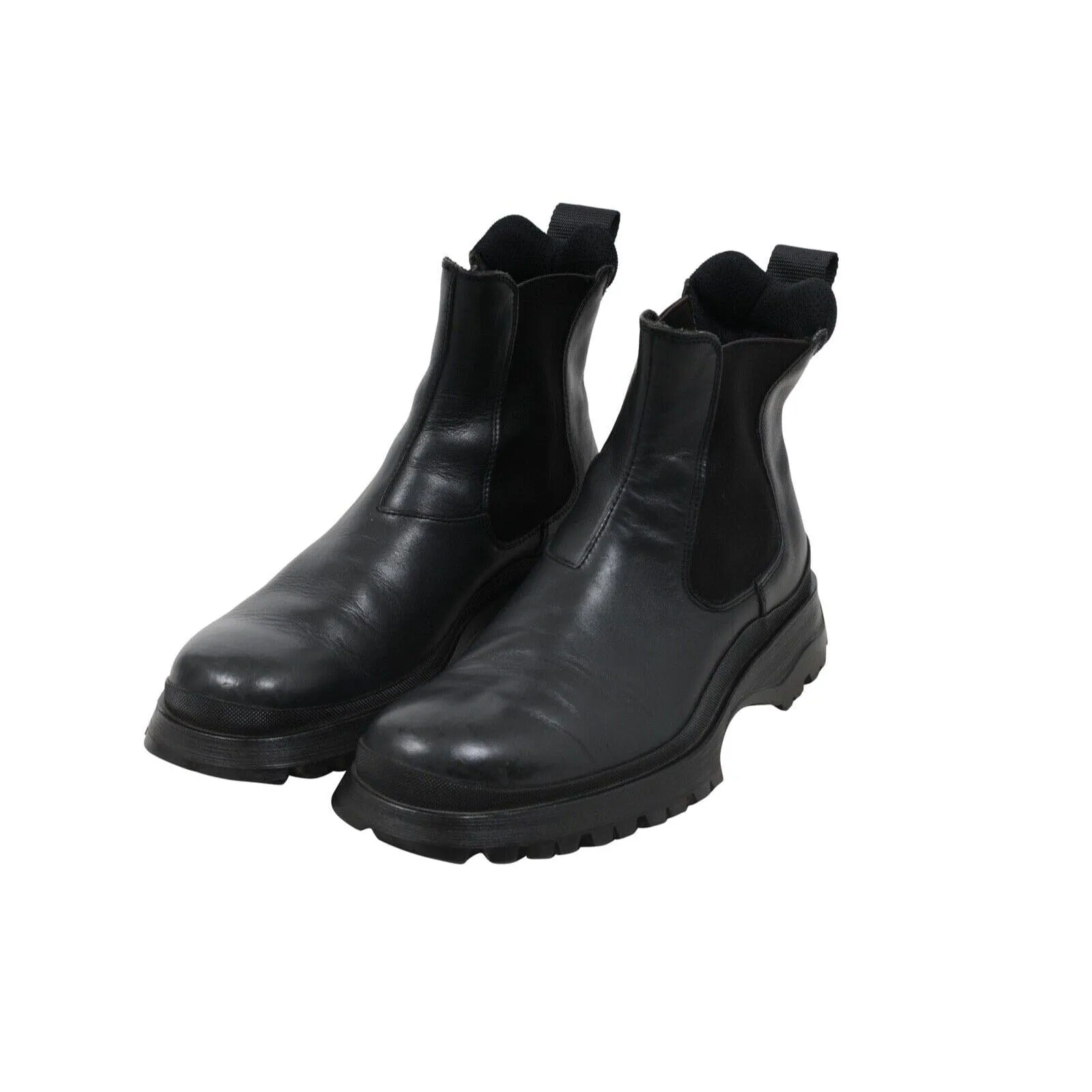 Brixxen Chelsea Boots Black Leather Hiking Lug Sole