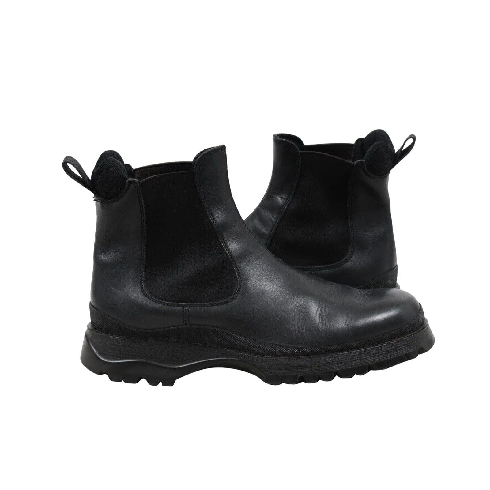 Brixxen Chelsea Boots Black Leather Hiking Lug Sole
