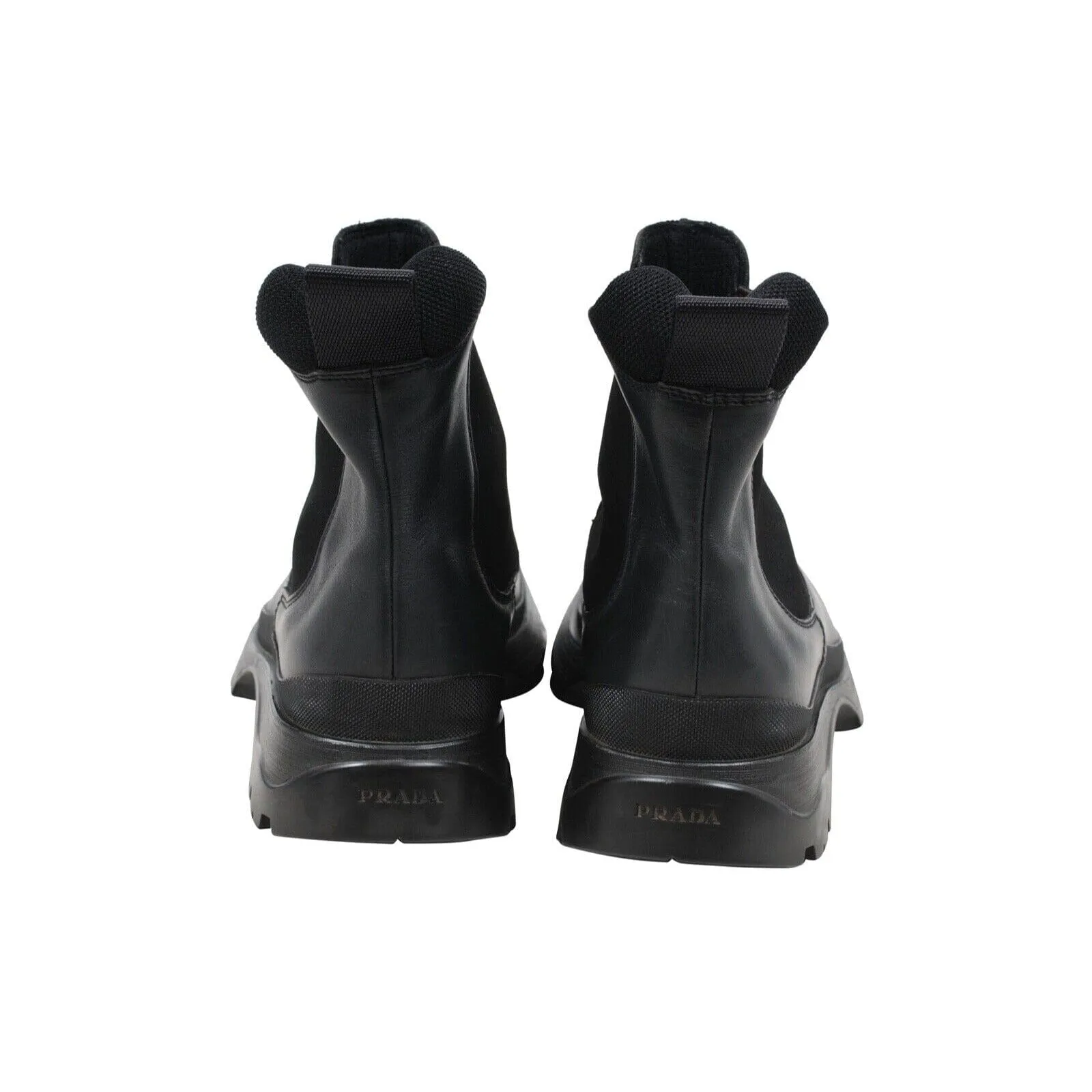 Brixxen Chelsea Boots Black Leather Hiking Lug Sole