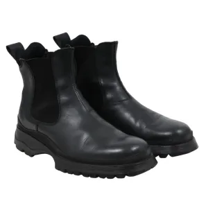 Brixxen Chelsea Boots Black Leather Hiking Lug Sole