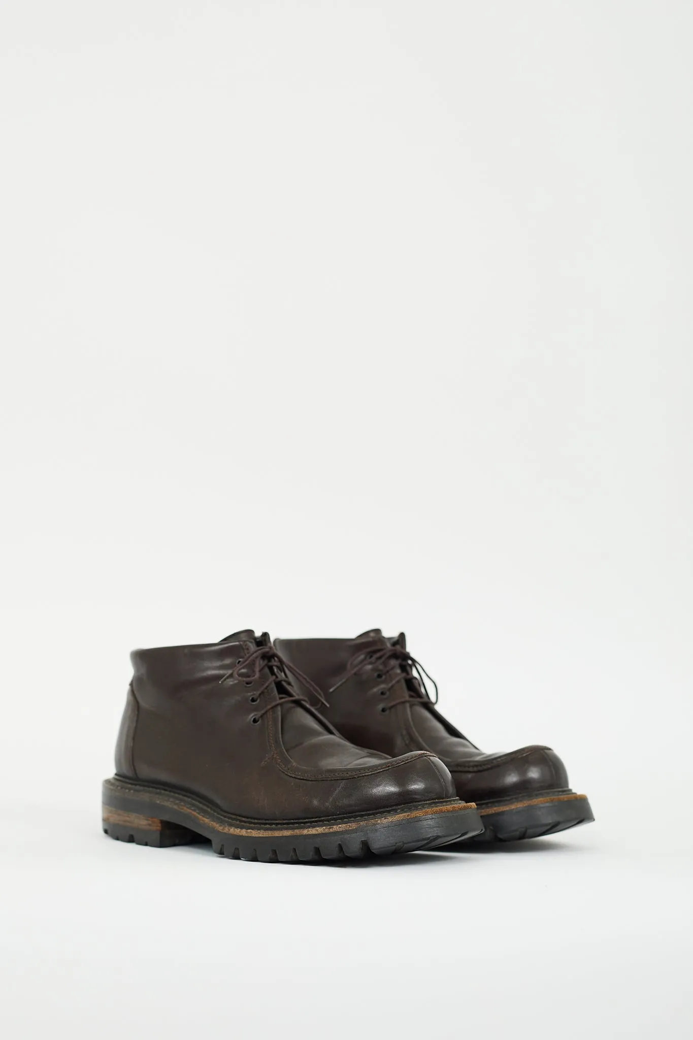 Brown Leather Lug Boot
