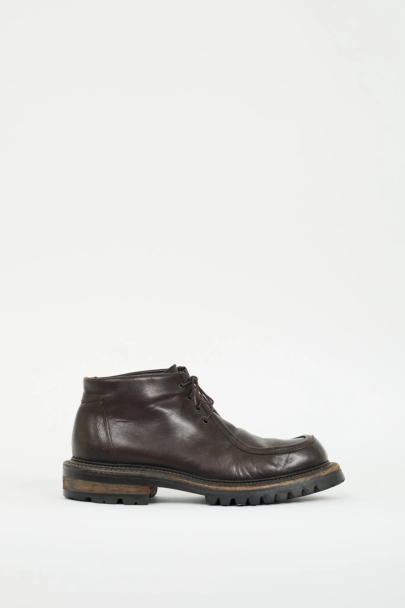 Brown Leather Lug Boot