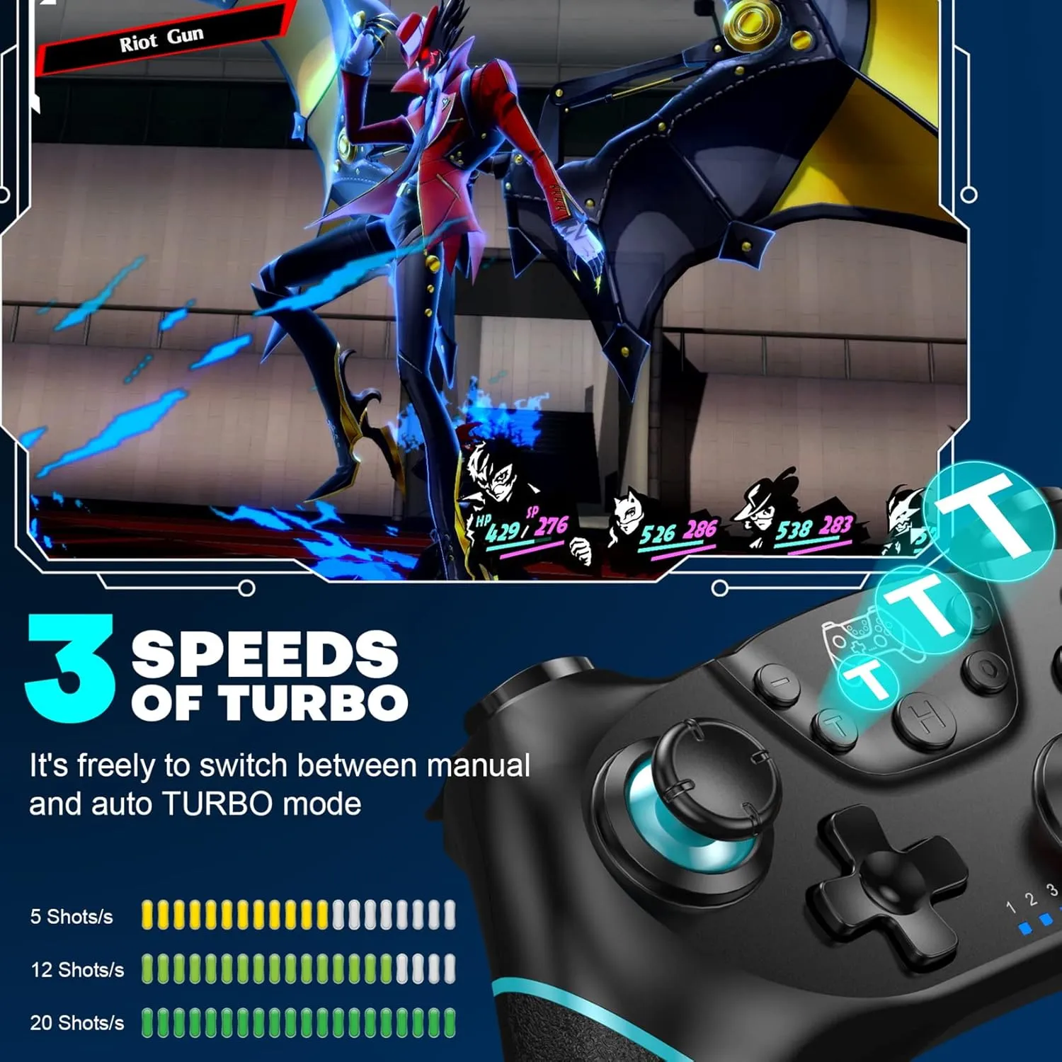 Diswoe Switch Controller, Wireless Pro Controller for Switch/Switch Lite/Switch OLED, Switch Remote Gamepad with Joystick, Adjustable Turbo Vibration with Programmable Function