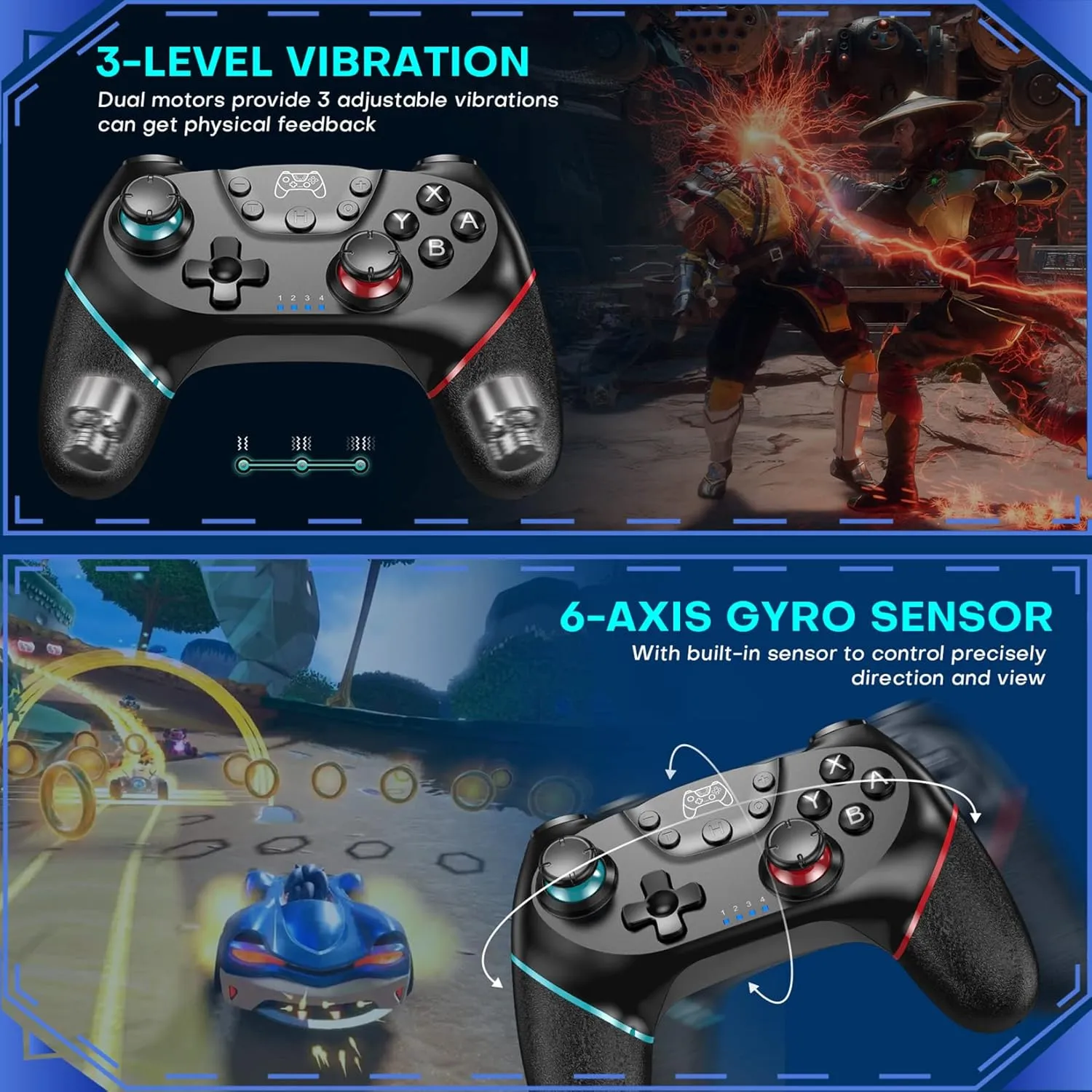 Diswoe Switch Controller, Wireless Pro Controller for Switch/Switch Lite/Switch OLED, Switch Remote Gamepad with Joystick, Adjustable Turbo Vibration with Programmable Function