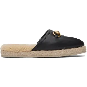 Gucci Black Shearling Horsebit Fria Loafers