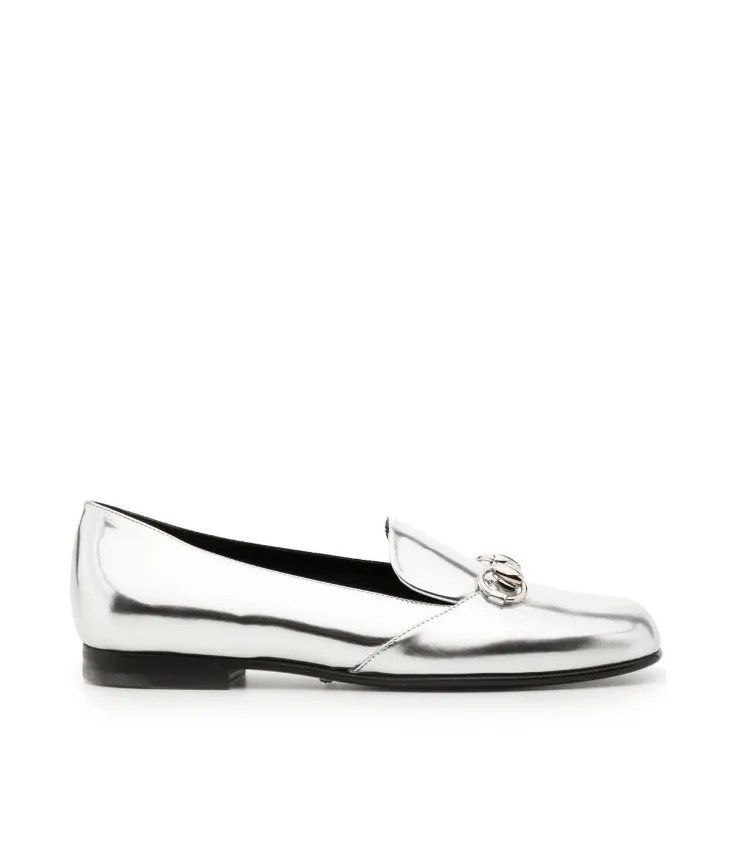 Gucci Silver metallic leather horsebit loafer