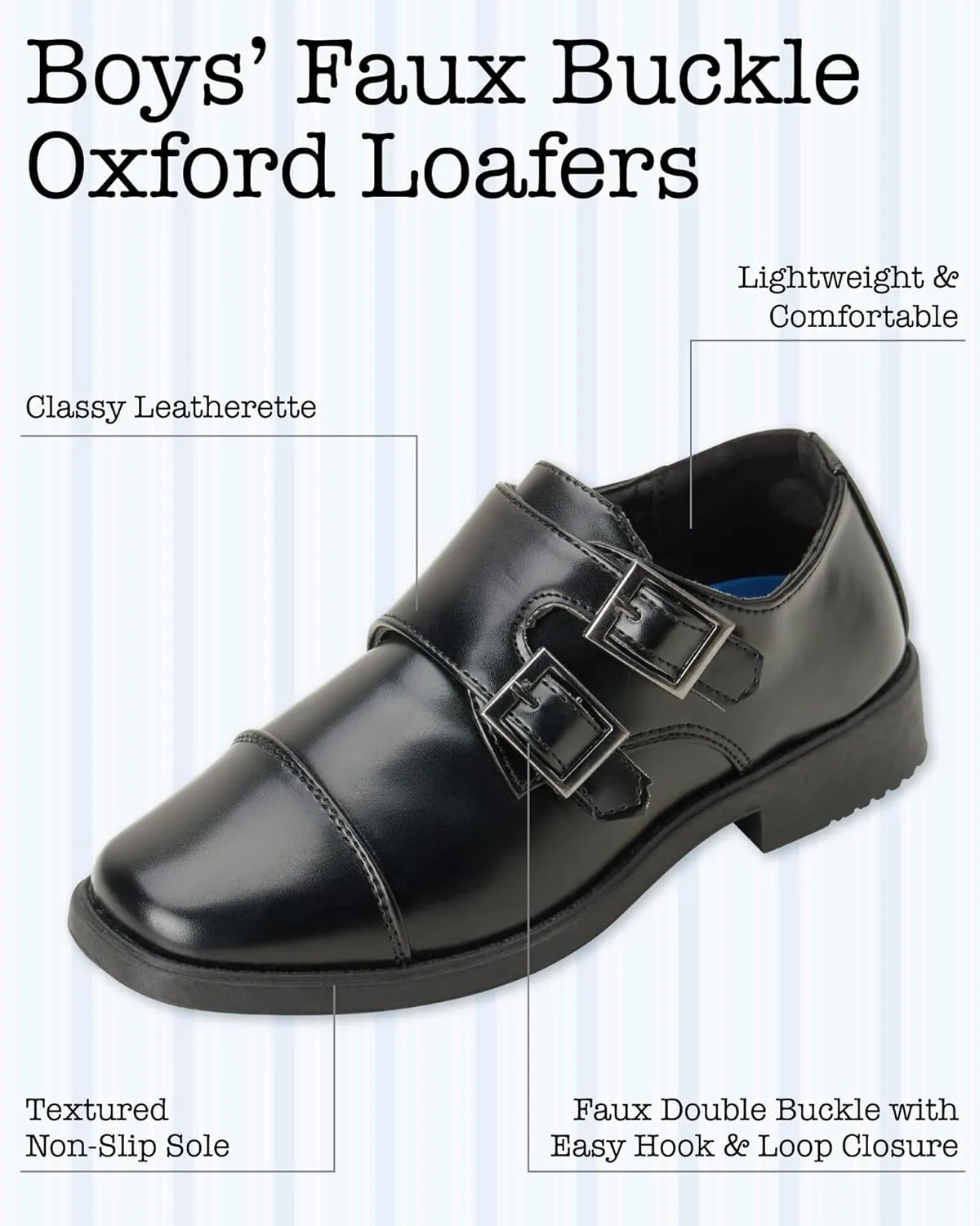 Josmo Boys Dress Shoes  Hook and Loop Double Monk Strap Cap Toe Oxford Loafers (Little Kid/Big Kid)