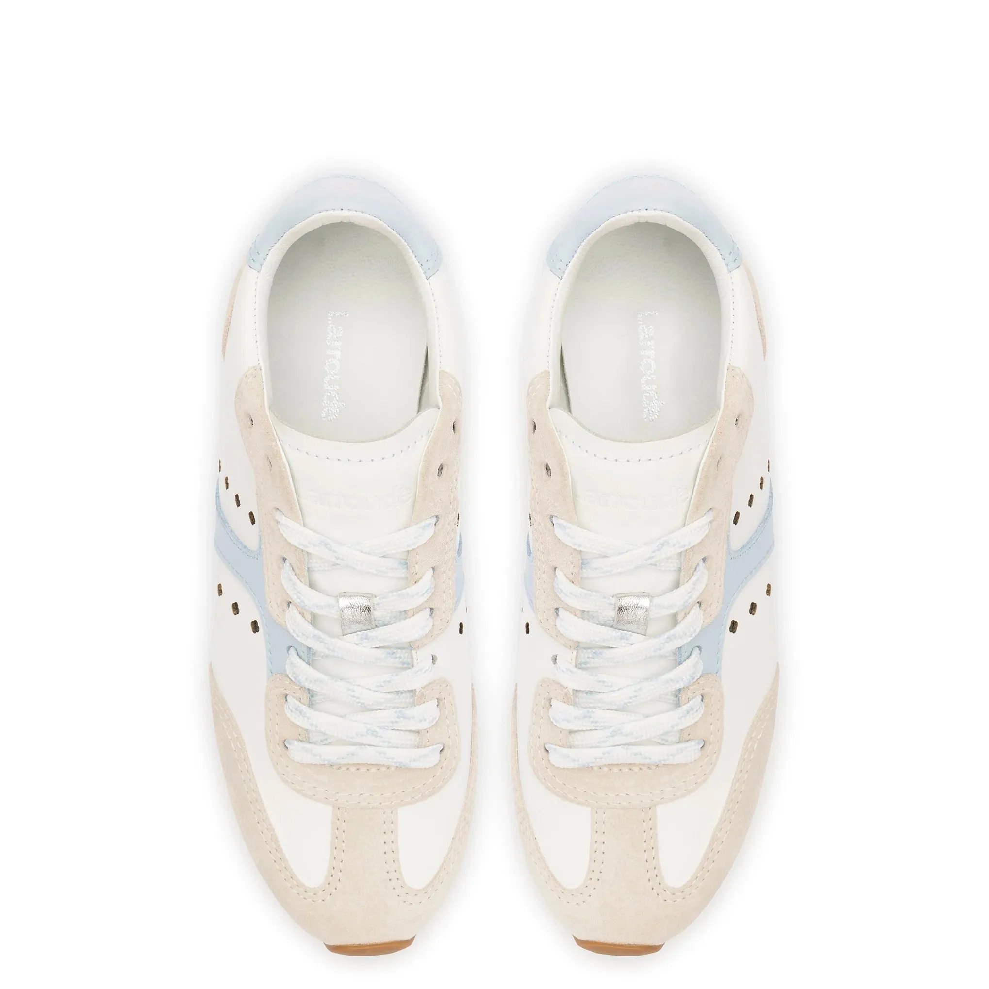 Larroude Stella Sneaker In White-Silver Metallic Leather