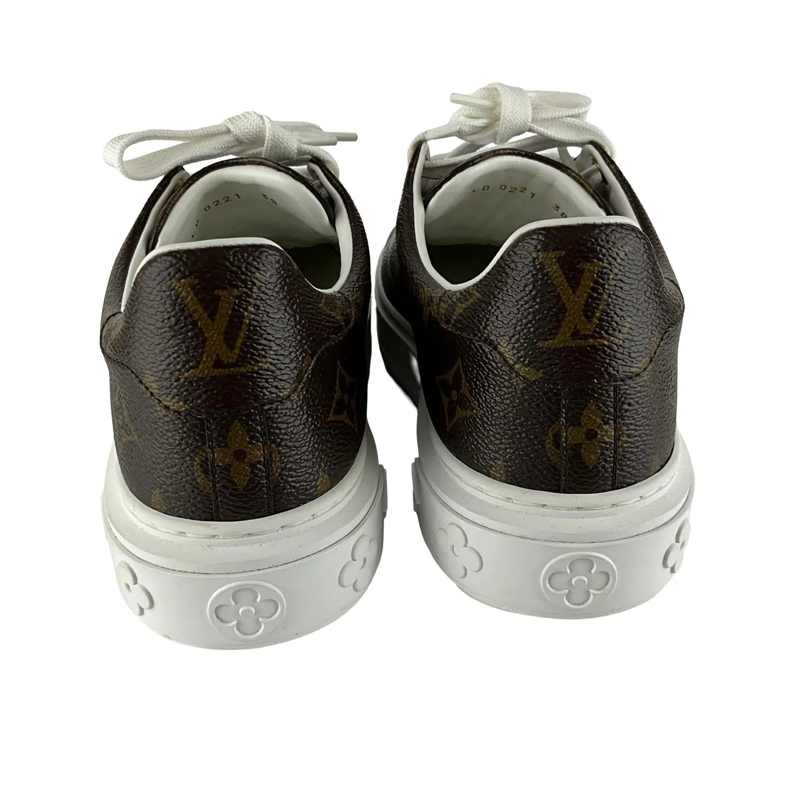 Louis Vuitton Women's Time Out Brown LV Monogram Sneakers Sz 38 Pre-Owned