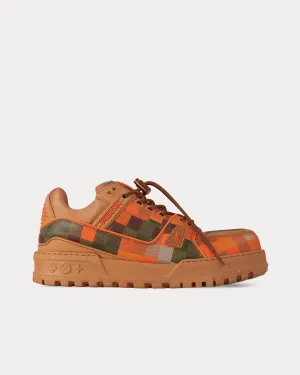 LV Maxi Trainer Damoflage-Printed Calf Leather Orange Low Top Sneakers