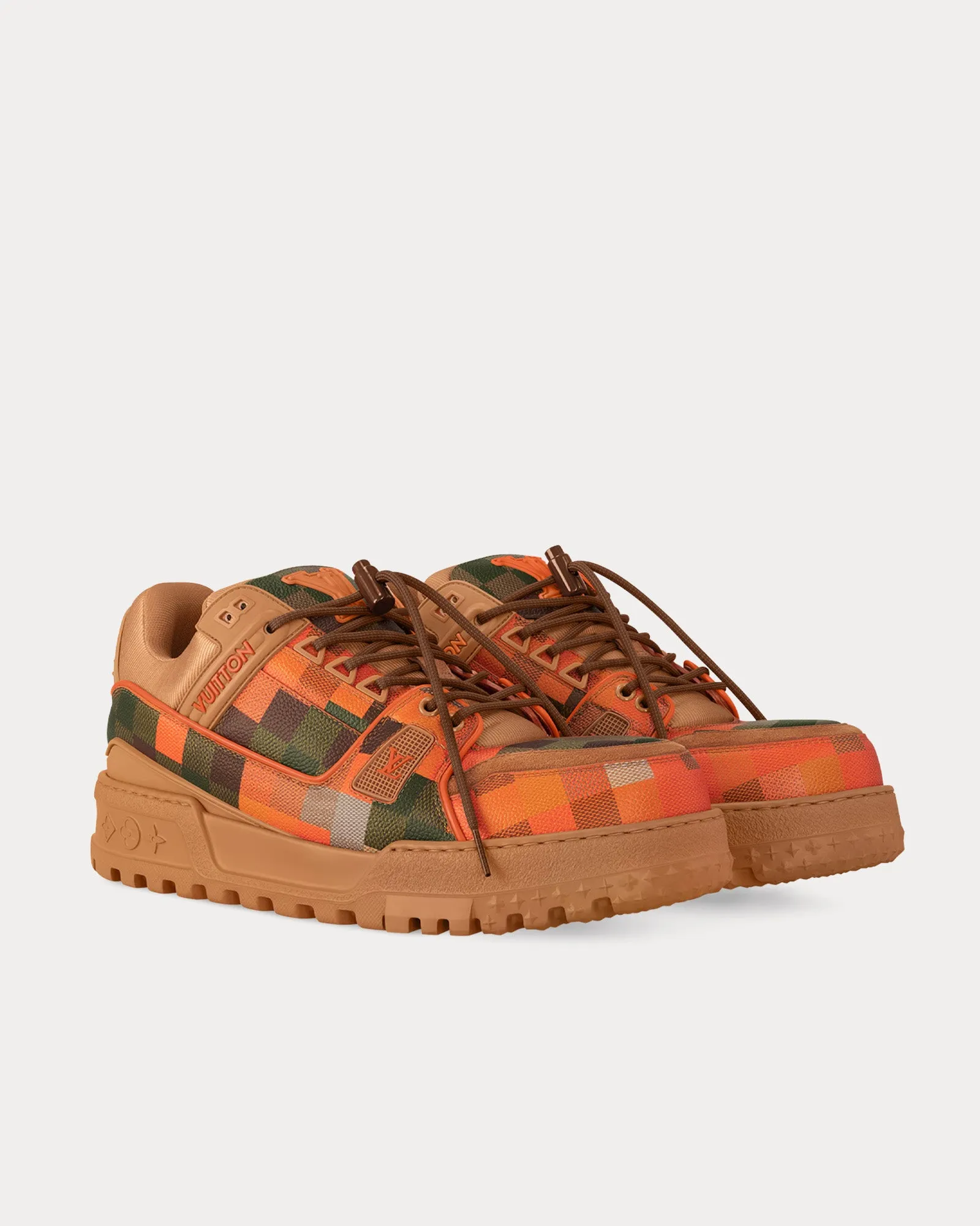 LV Maxi Trainer Damoflage-Printed Calf Leather Orange Low Top Sneakers