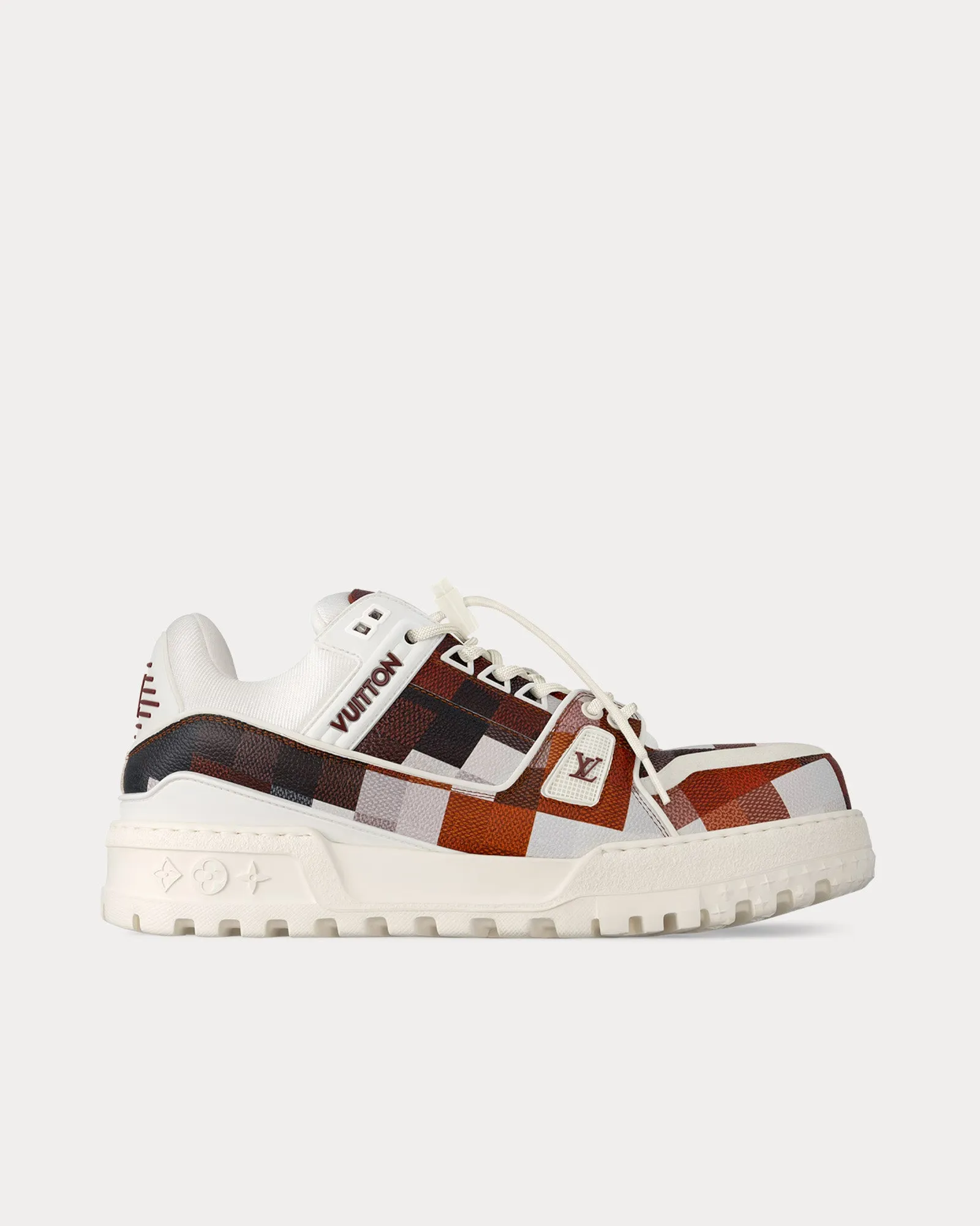 LV Maxi Trainer Damoflage-Printed Calf Leather White / Brown Low Top Sneakers