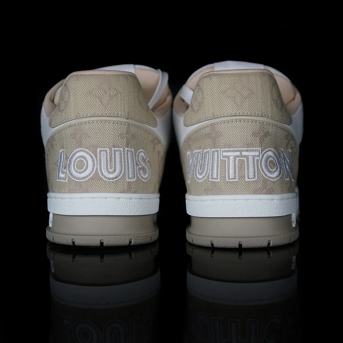 LV Trainer Sneaker Leather Denim Velcro Strap Monogram