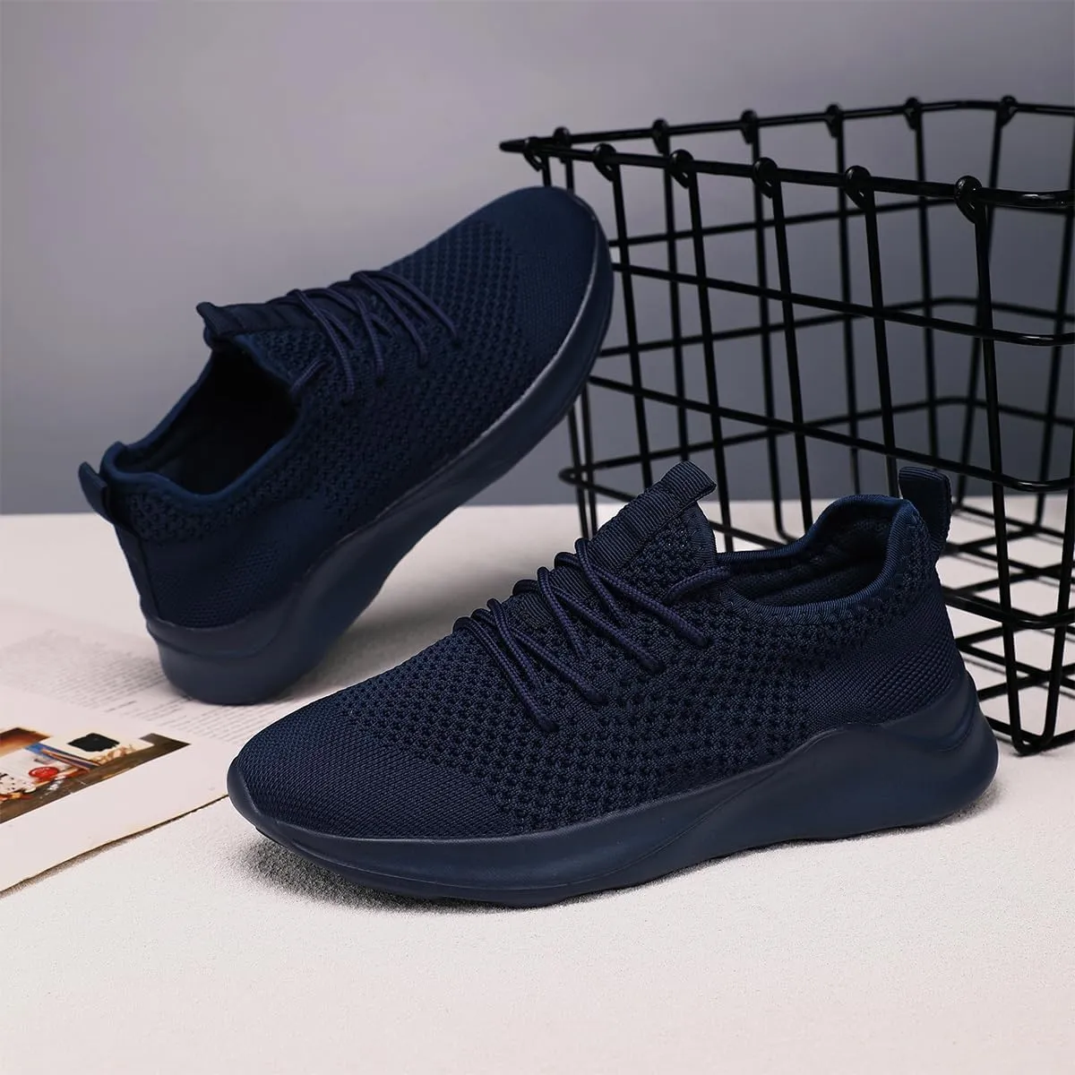 Men's Running Walking Shoes Sneakers Tennis Fitness Athletic Shoes Non Slip On Sports Casual Workout Shoe Lightweight Comfortable Gym Fashion Breathable Mesh Trainer