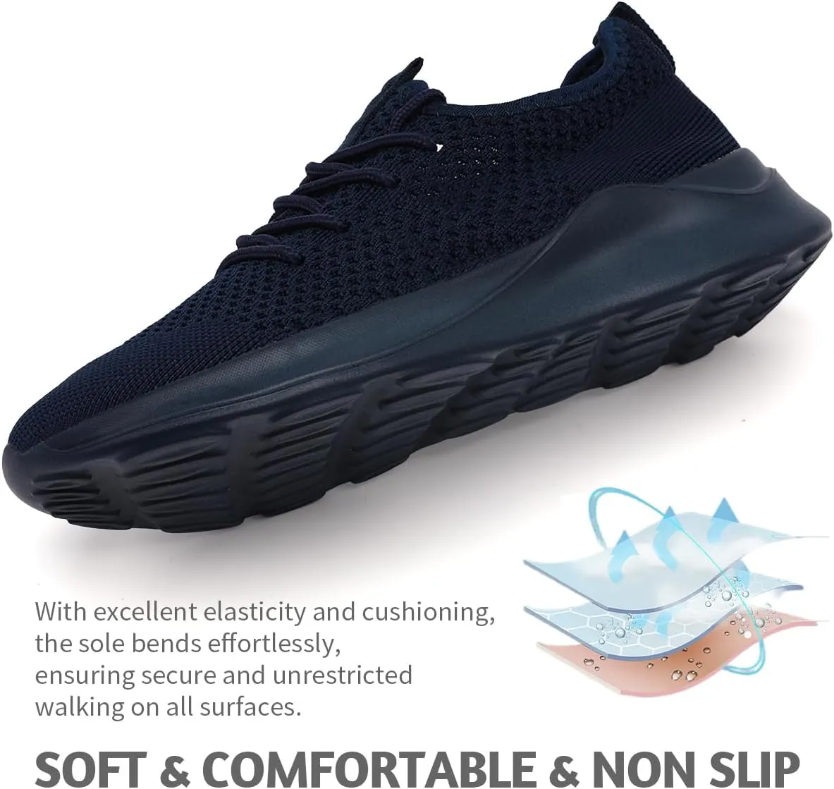 Men's Running Walking Shoes Sneakers Tennis Fitness Athletic Shoes Non Slip On Sports Casual Workout Shoe Lightweight Comfortable Gym Fashion Breathable Mesh Trainer