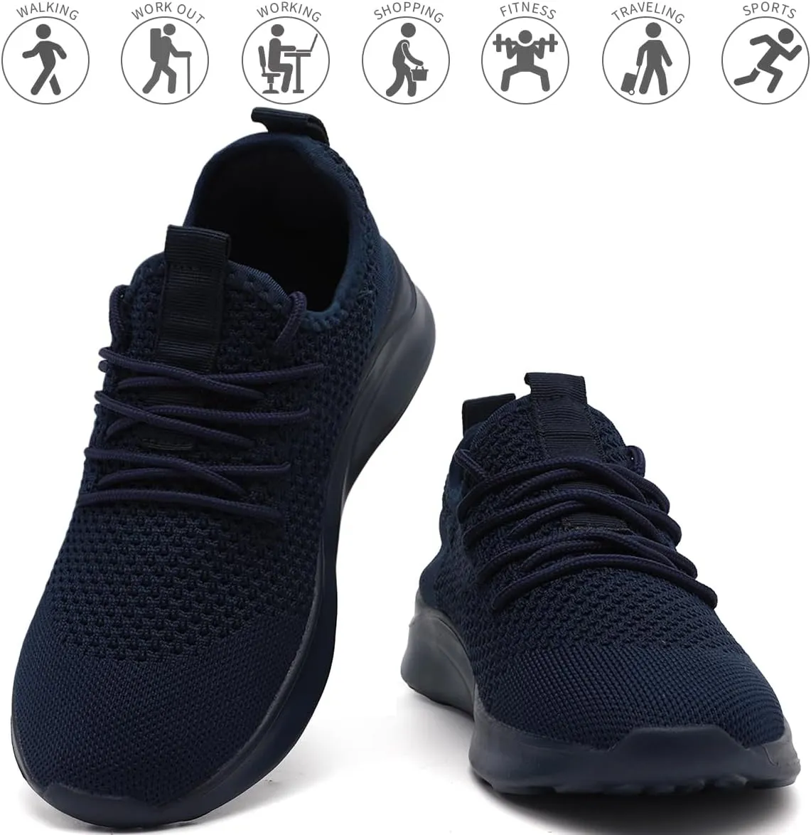 Men's Running Walking Shoes Sneakers Tennis Fitness Athletic Shoes Non Slip On Sports Casual Workout Shoe Lightweight Comfortable Gym Fashion Breathable Mesh Trainer