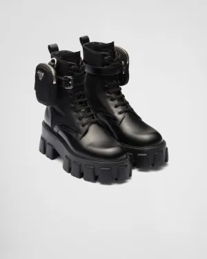 Monolith leather and Re-Nylon boots with pouch