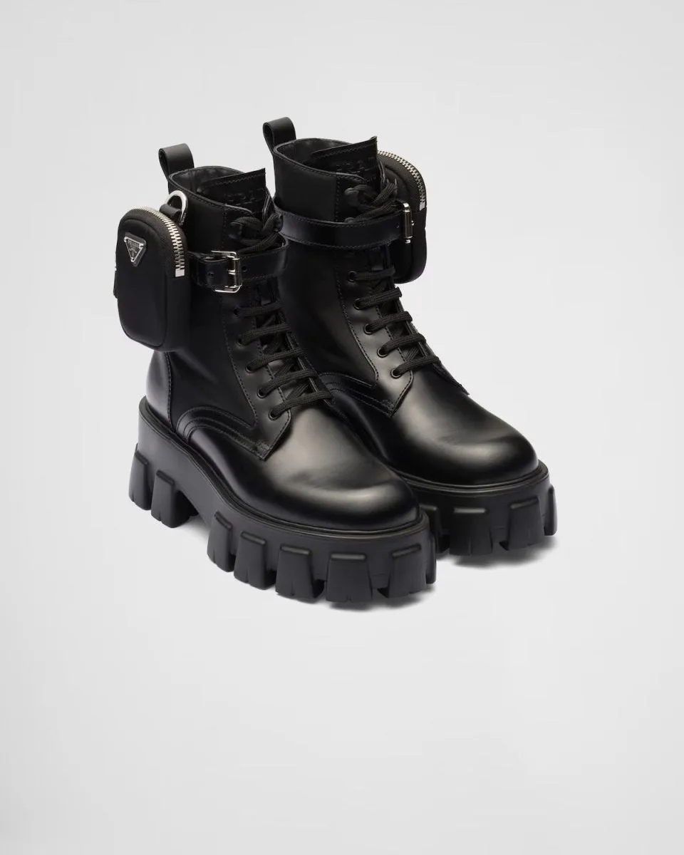 Monolith leather and Re-Nylon boots with pouch