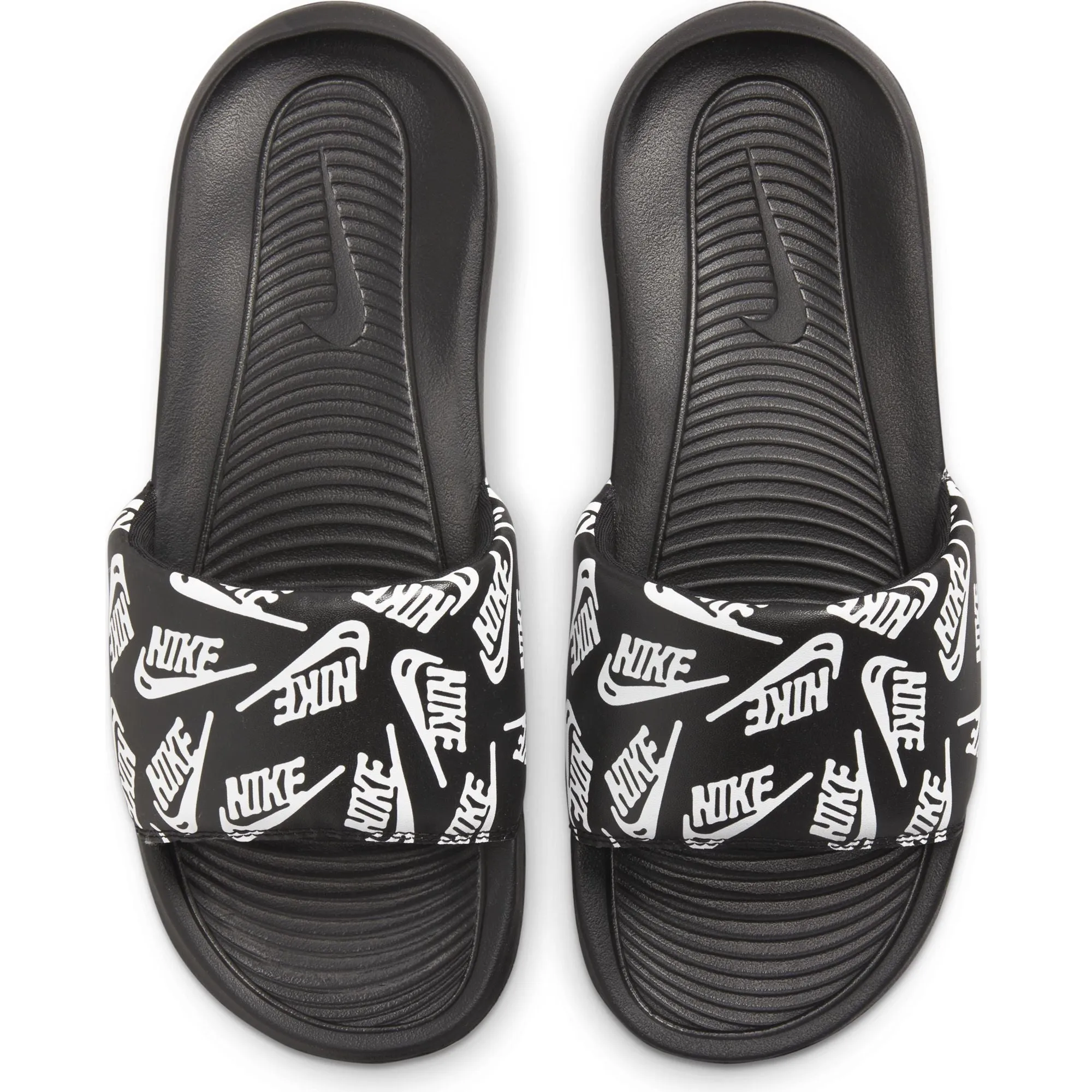 Nike Victori One "All Over Logo" Print Slides (Black/White)(CN9678-008)