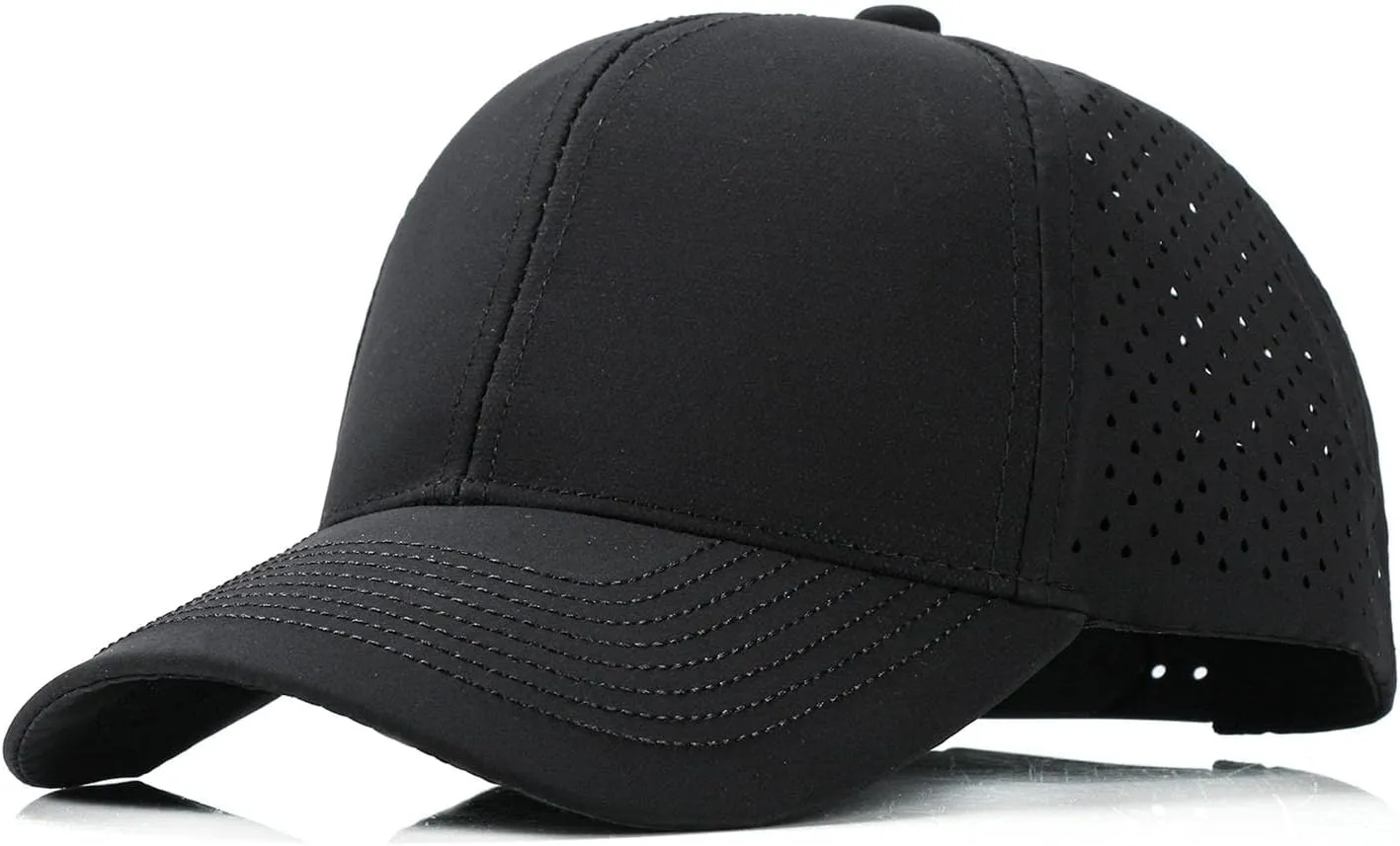 Quick Dry Laser Cut Mesh Snapback Trucker Hat for Men - Breathable Curved Brim Baseball Cap for Workouts, Running