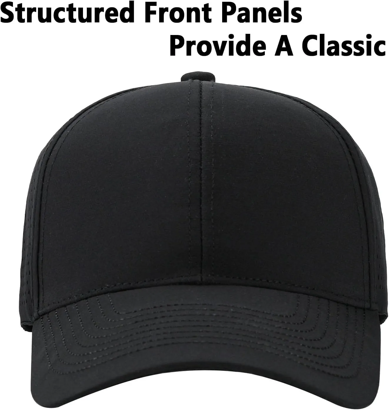 Quick Dry Laser Cut Mesh Snapback Trucker Hat for Men - Breathable Curved Brim Baseball Cap for Workouts, Running