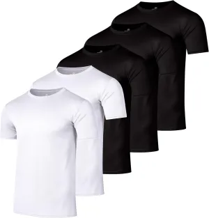 Real Essentials 5 Pack Men??s Active Quick Dry Mesh Crew Neck T Shirts | Athletic Short Sleeve Tee (Available in Big & Tall)
