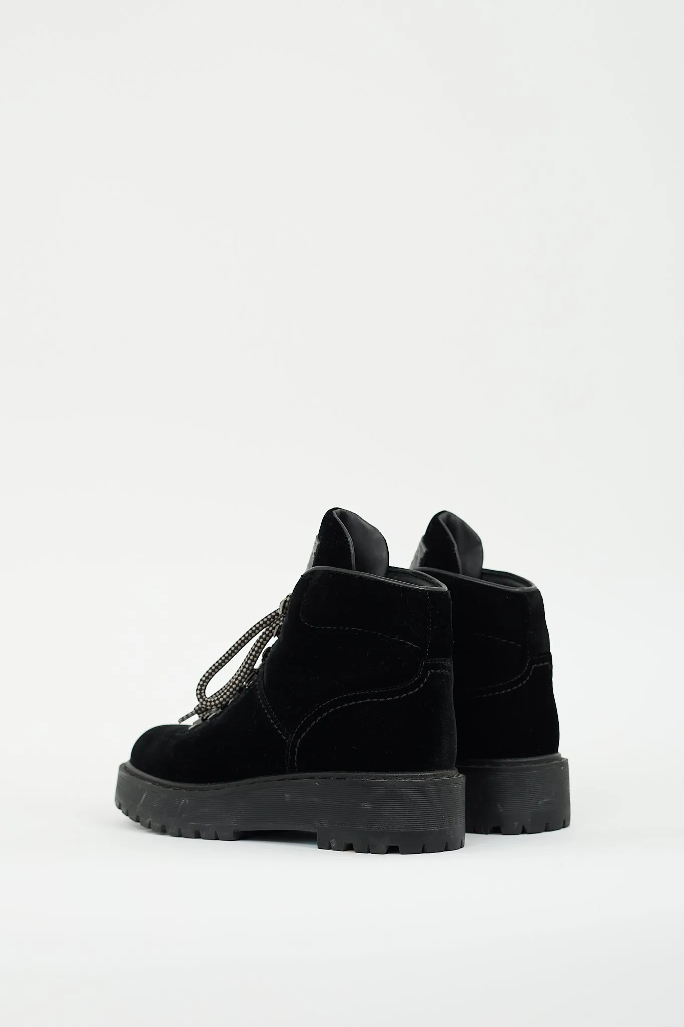 Sport Black Velvet Lace Up Boot