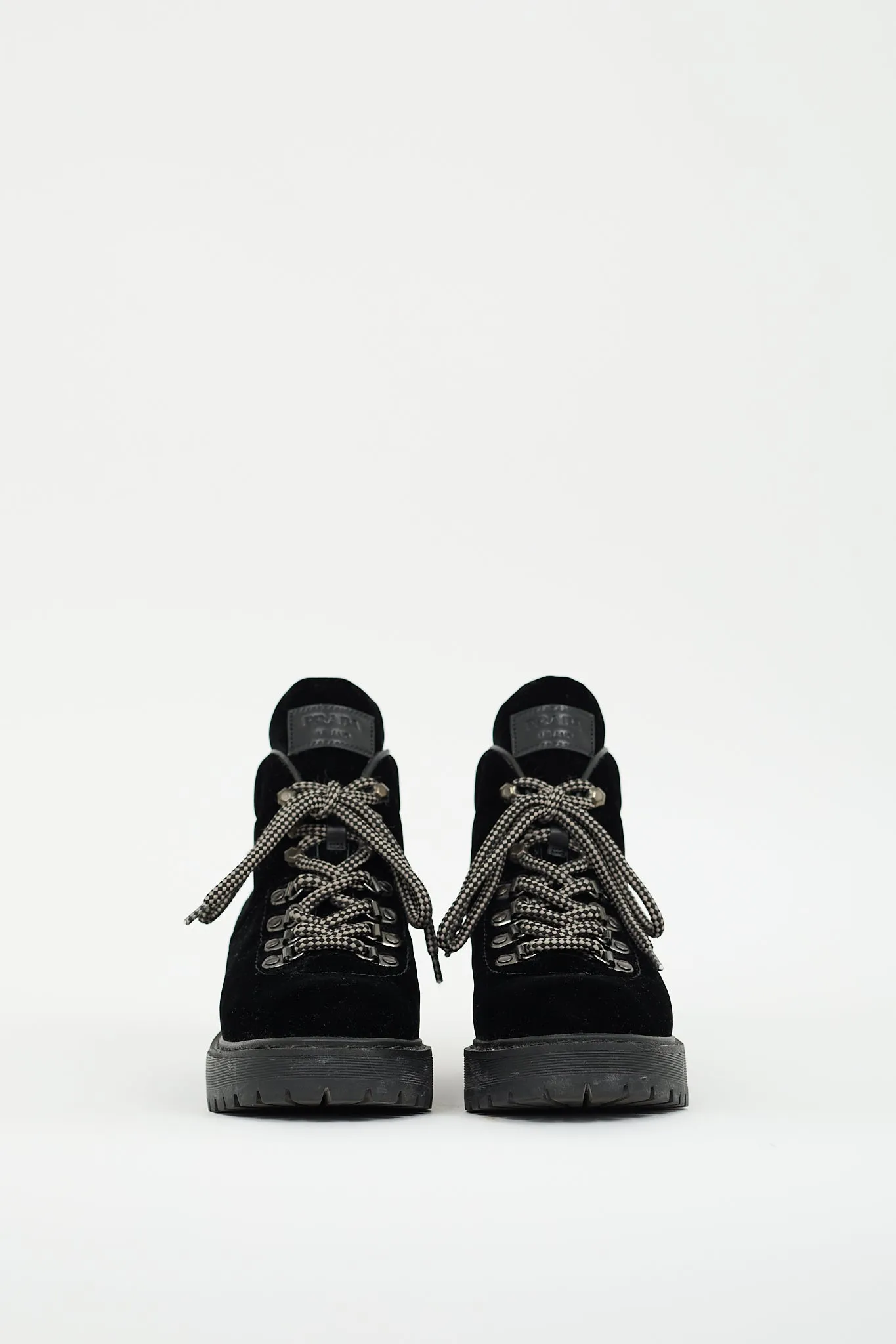 Sport Black Velvet Lace Up Boot