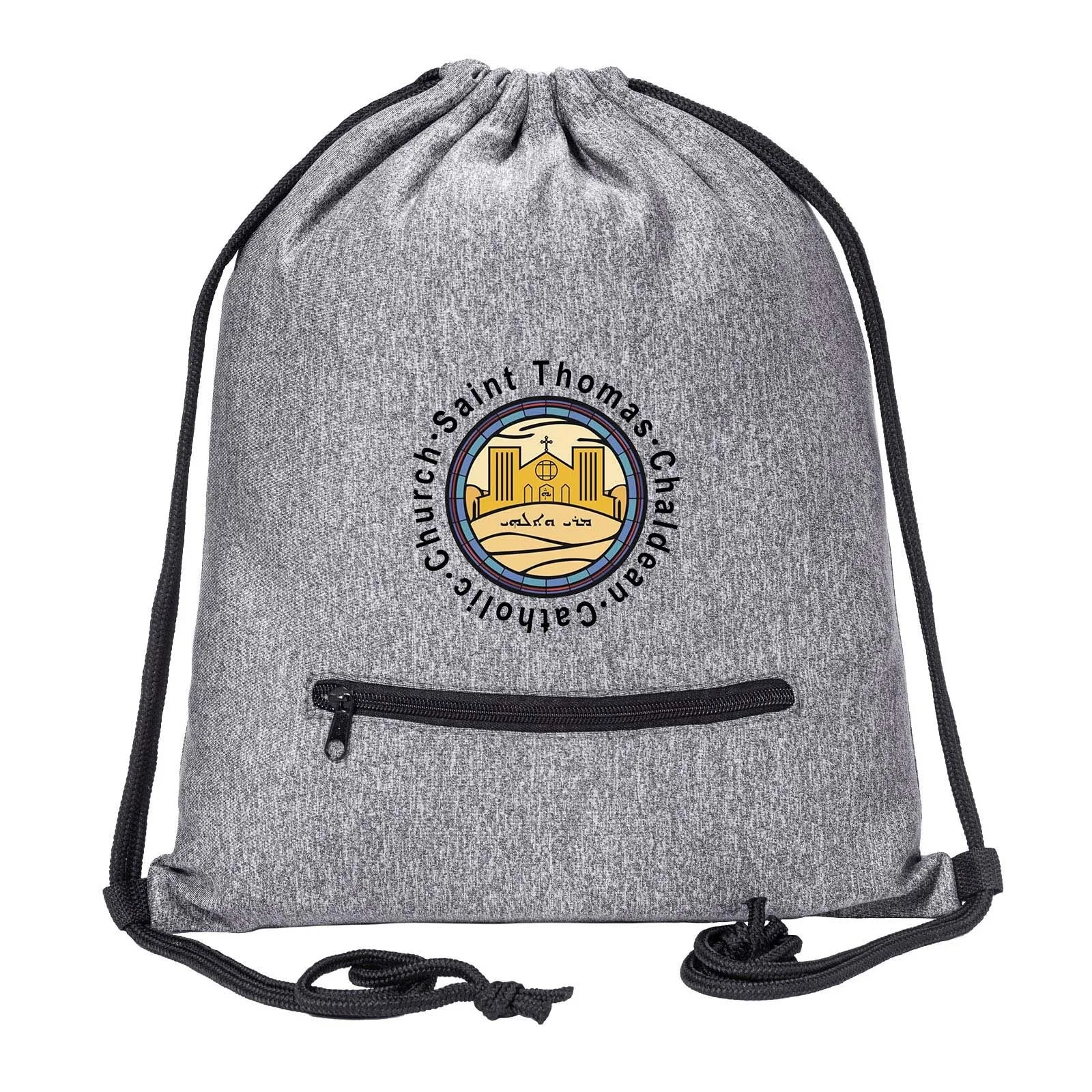 St. Thomas Catholic Church Drawstring Bag w/ Zipper Pocket Printed