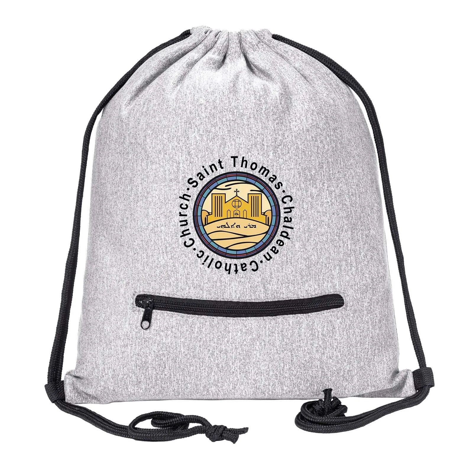 St. Thomas Catholic Church Drawstring Bag w/ Zipper Pocket Printed
