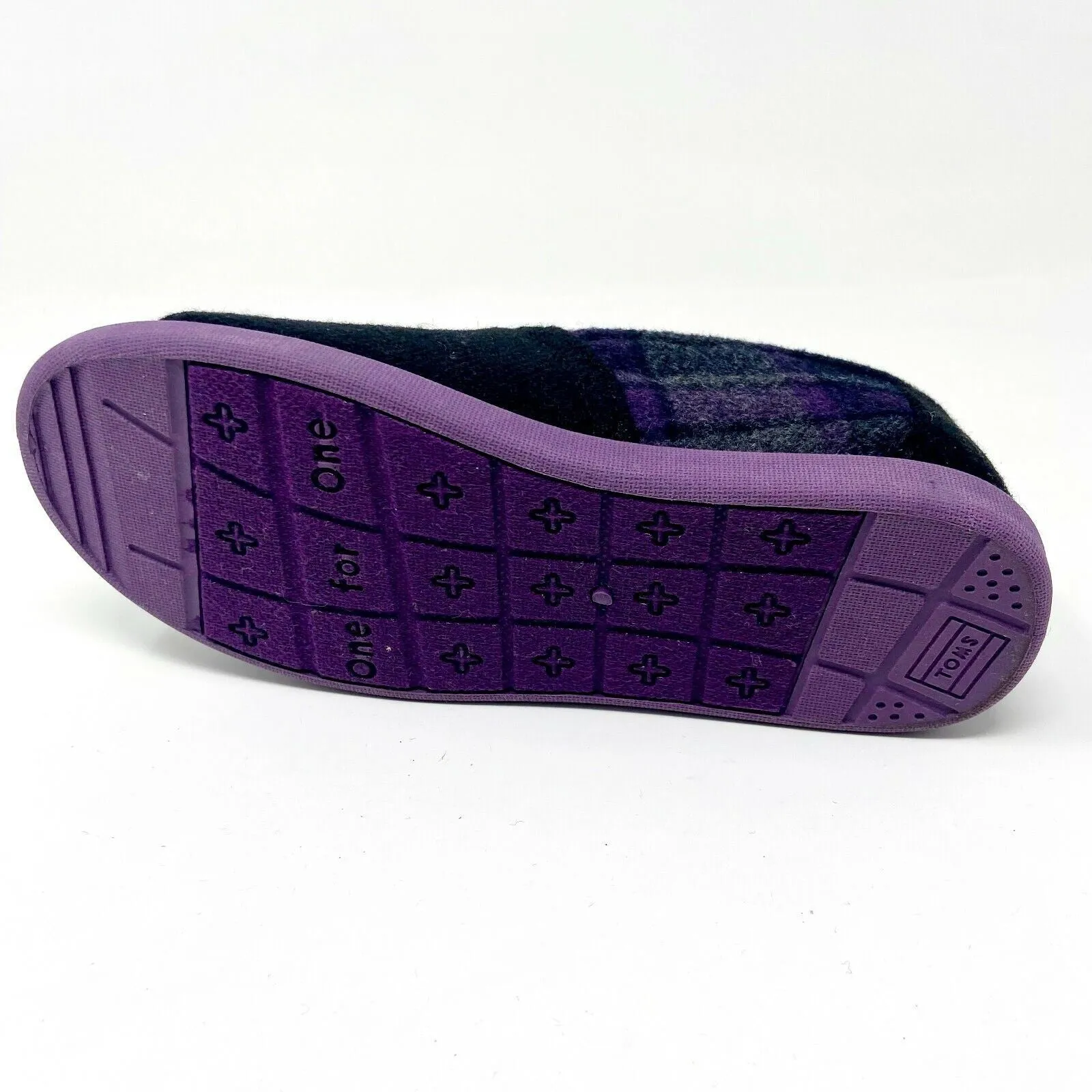 Toms Classics Purple Plaid Tiny Toddler Slip On Casual Canvas Flat Shoes
