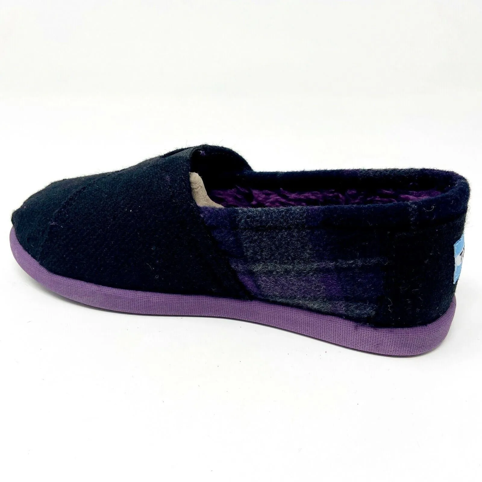 Toms Classics Purple Plaid Tiny Toddler Slip On Casual Canvas Flat Shoes