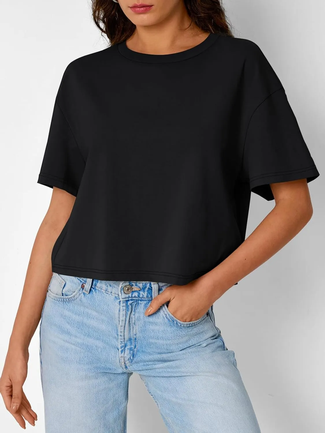 Trendy Queen Womens Crop Tops Oversized Workout Tshirts Short Sleeve Tees Summer Spring 2025 Casual Trendy Fashion Clothes
