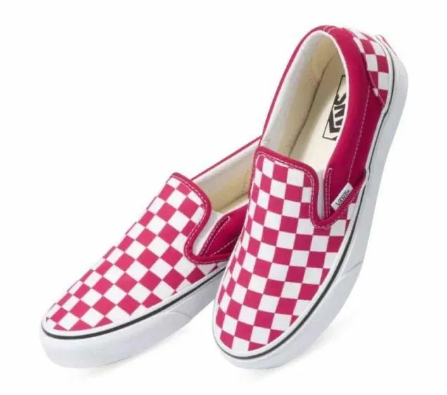 Vans Checkerboard Slip On - Cerise/White
