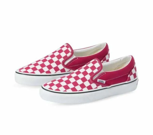 Vans Checkerboard Slip On - Cerise/White