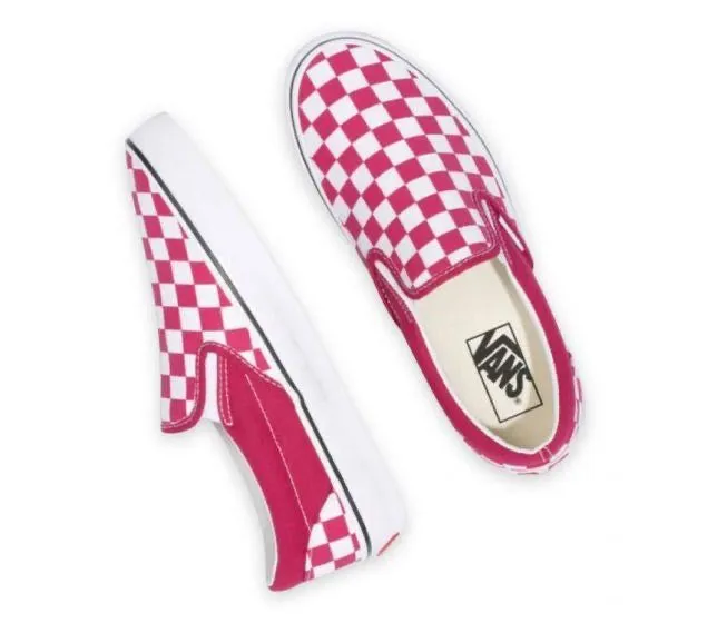 Vans Checkerboard Slip On - Cerise/White