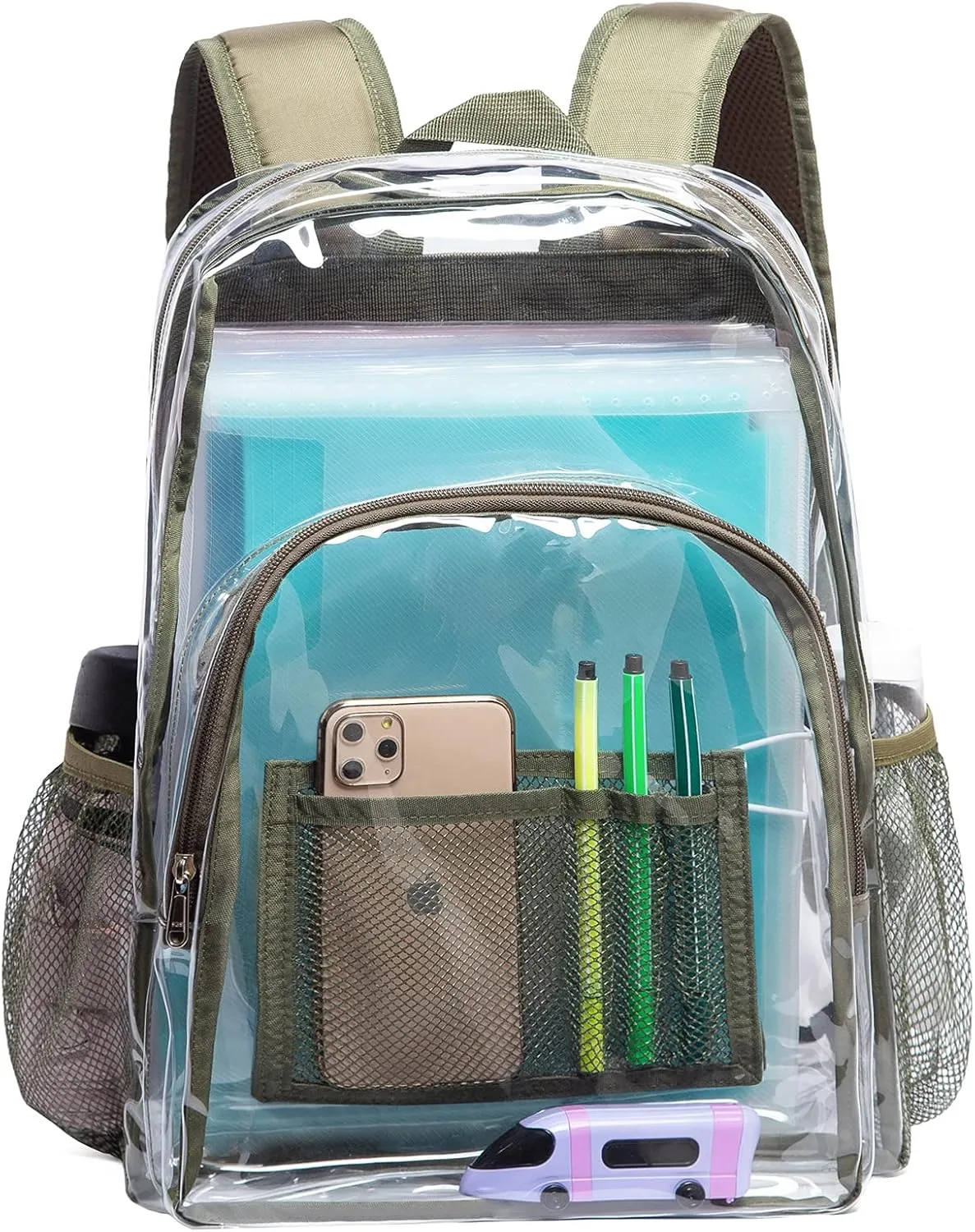 Vorspack Clear Backpack Heavy Duty PVC Transparent Backpack with Reinforced Strap for College Workplace - Green