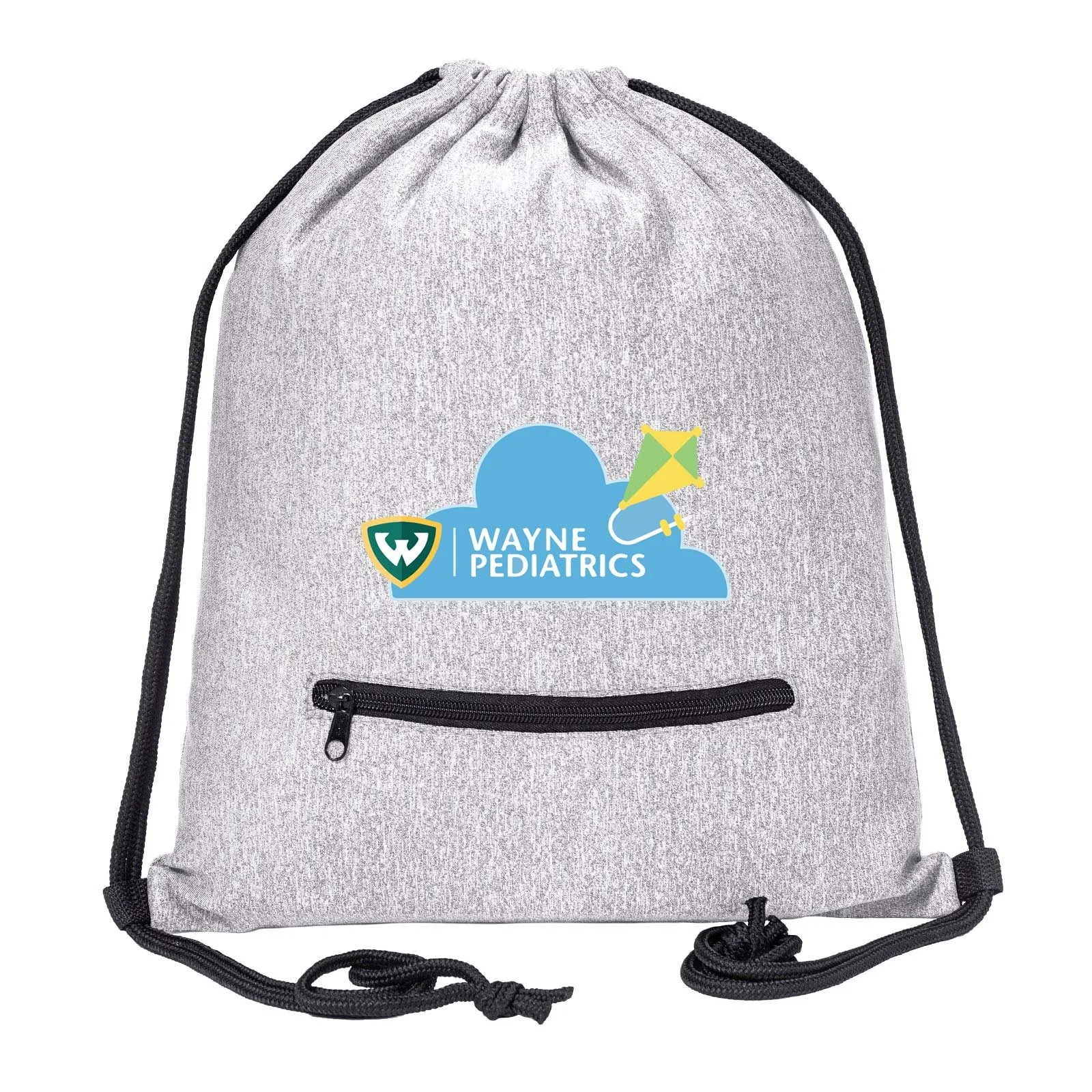 Wayne Pediatrics Drawstring Bag w/ Zipper Pocket Printed